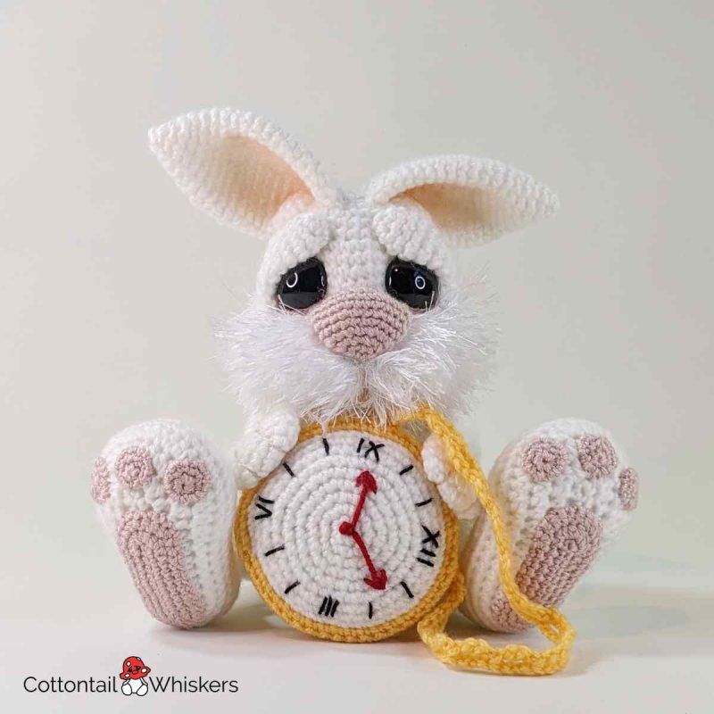 Alice in wonderland white rabbit doll crochet pattern by cottontail and whiskers