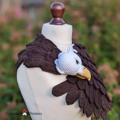 Amigurumi american bald eagle shawl crochet pattern by cottontail and whiskers