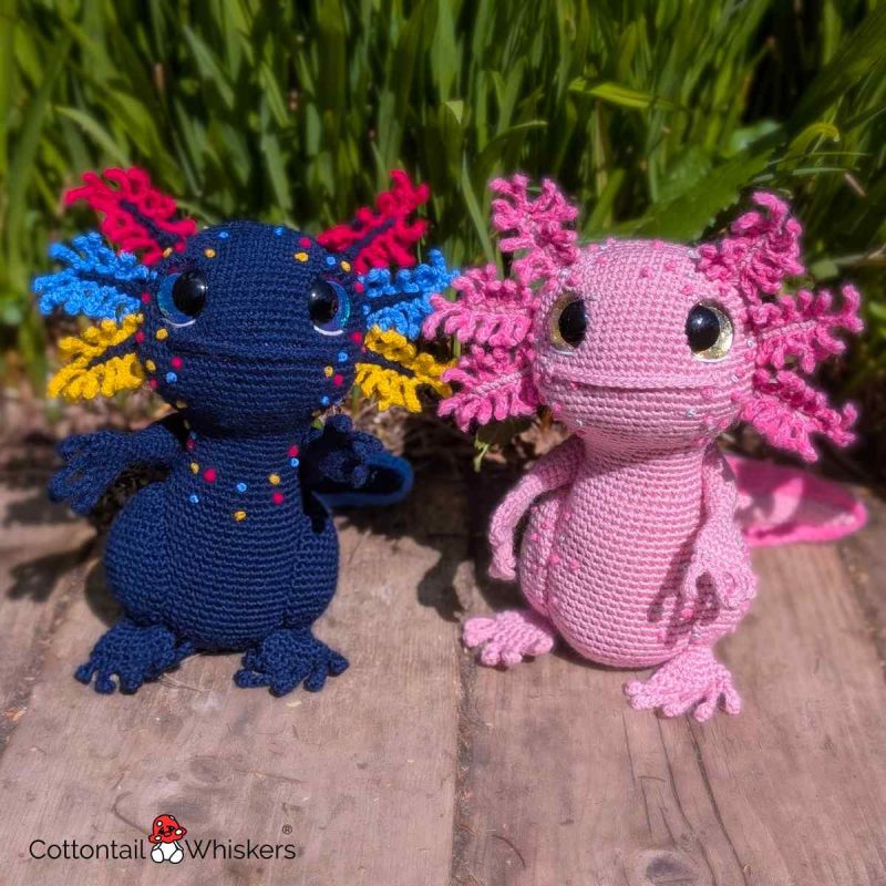 Amigurumi Axolotl Crochet Pattern Mexican Salamander by Cottontail and Whiskers