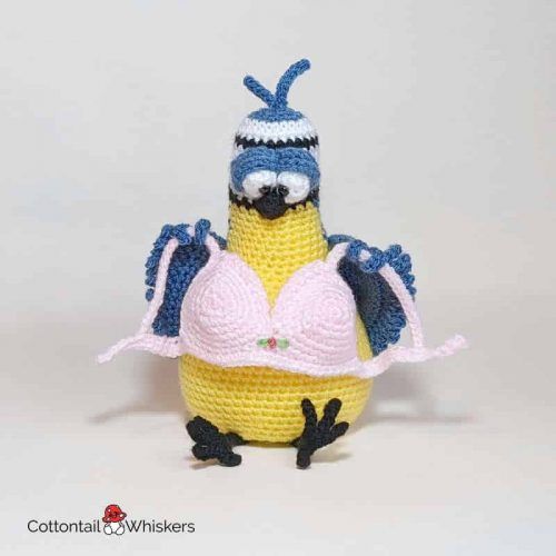 Amigurumi blue tit crochet pattern bob doll by cottontail and whiskers