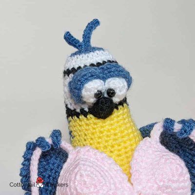 Crochet amigurumi blue tit pattern bob doll by cottontail and whiskers