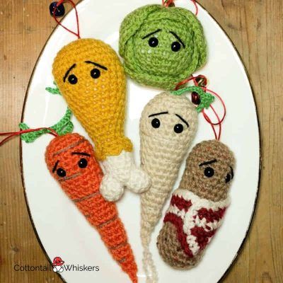 Amigurumi christmas dinner crochet pattern by cottontail and whiskers