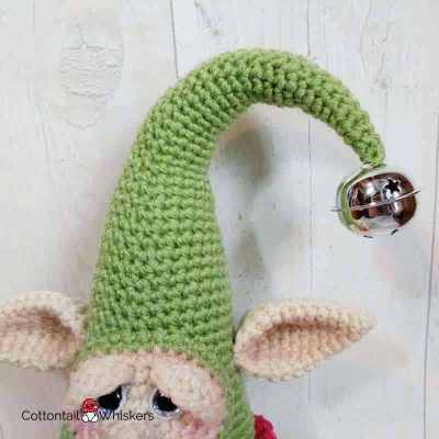 Amigurumi christmas elf crochet pattern doll by cottontail and whiskers