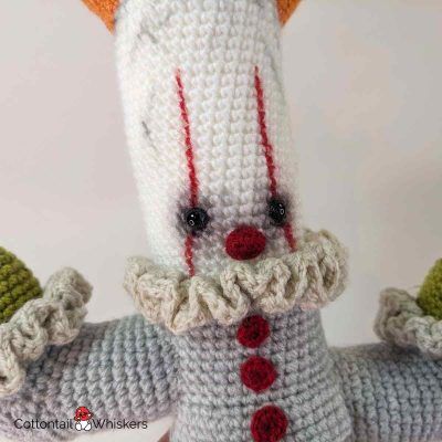 Amigurumi clown pennywise cactus crochet pattern by cottontail and whiskers