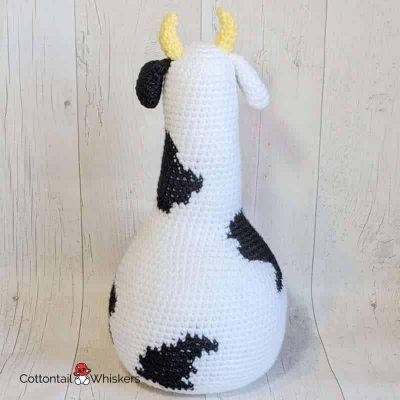 Amigurumi cow door stop crochet pattern by cottontail and whiskers