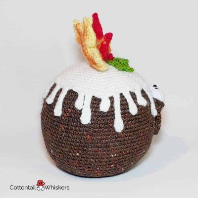 Amigurumi crochet christmas pudding doorstop pattern by cottontail and whiskers