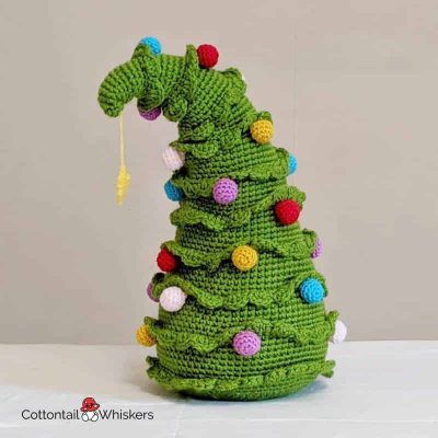 Amigurumi crochet christmas tree door stop pattern by cottontail and whiskers