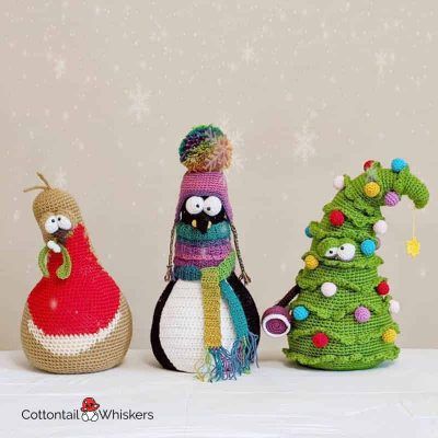Amigurumi crochet christmas tree door stop pattern by cottontail and whiskers