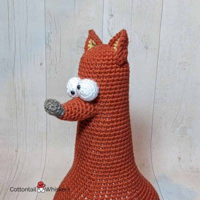 Amigurumi crochet fox doorstop pattern by cottontail and whiskers
