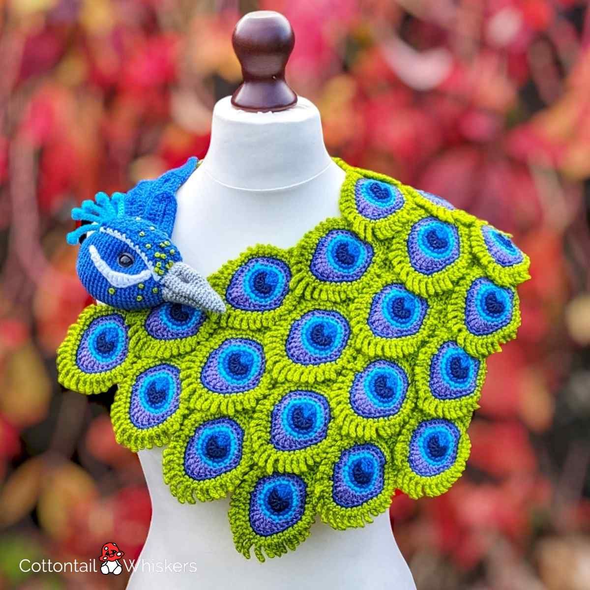 Wonderful Amigurumi Crochet Peacock Shawl Pattern | Cottontail & Whiskers