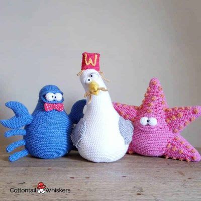 Amigurumi crochet seagull doorstop pattern by cottontail and whiskers