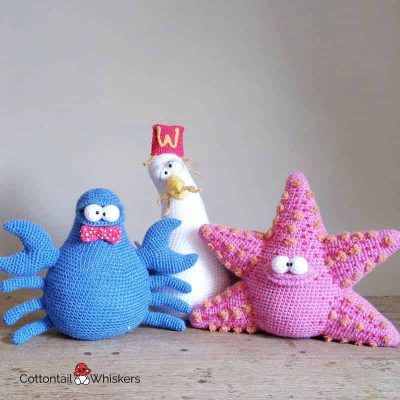 Amigurumi crochet seaside patterns bundle by cottontail and whiskers