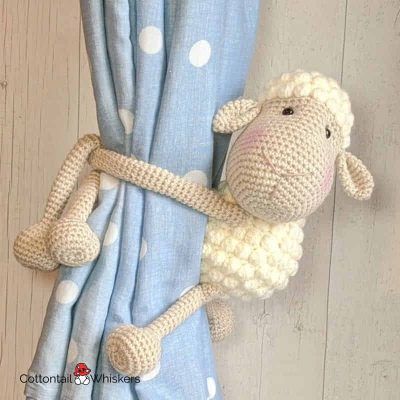 Amigurumi crochet sheep tiebacks pattern by cottontail and whiskers