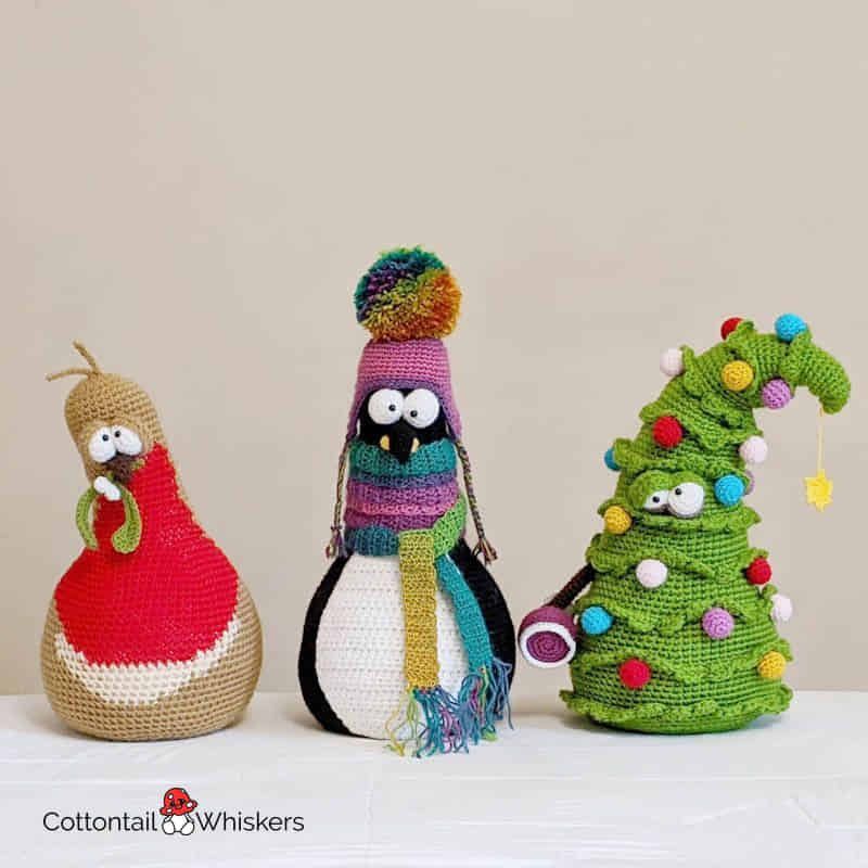 Amigurumi door stop christmas crochet patterns bundle by cottontail and whiskers