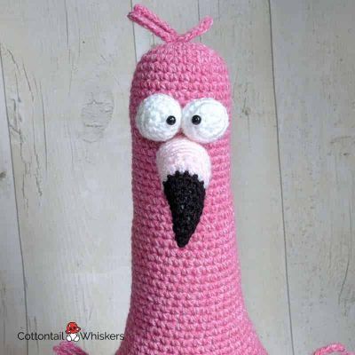 Amigurumi door stop crochet flamingo pattern by cottontail and whiskers