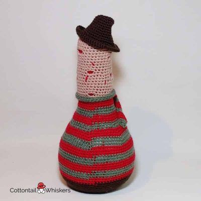 Amigurumi doorstop halloween crochet freddy krueger pattern by cottontail and whiskers