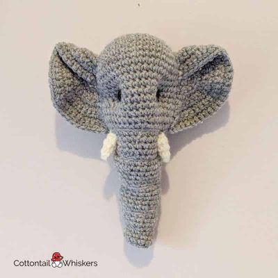 Amigurumi easy crochet elephant head pattern by cottontail and whiskers