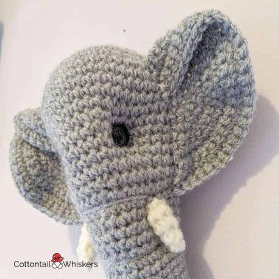 Amigurumi easy crochet elephant head pattern by cottontail and whiskers