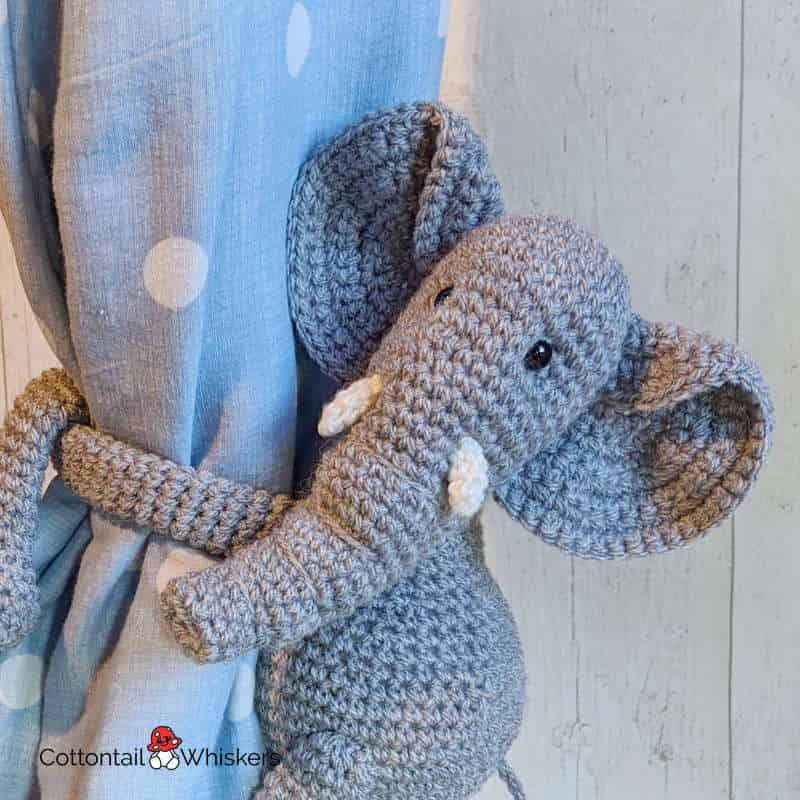 2 Big Amigurumi Elephant Tie Backs Crochet Pattern | Cottontail & Whiskers