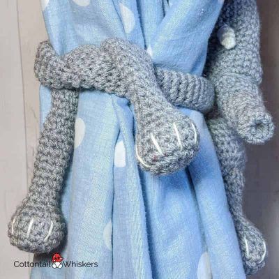 Amigurumi elephant tie backs crochet pattern by cottontail and whiskers