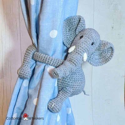 Amigurumi elephant tie backs crochet pattern by cottontail and whiskers