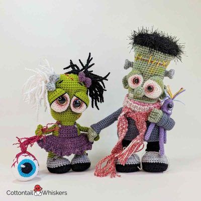 Amigurumi farley drip frankenstein boy girl crochet patterns by cottontail and whiskers