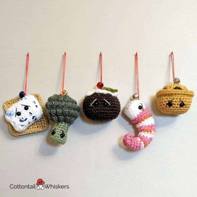 Amigurumi food christmas tree crochet patterns bundle by cottontail and whiskers