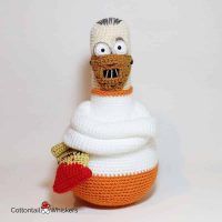 Amigurumi Hannibal Lecter Halloween Crochet Pattern Doorstop by Cottontail and Whiskers