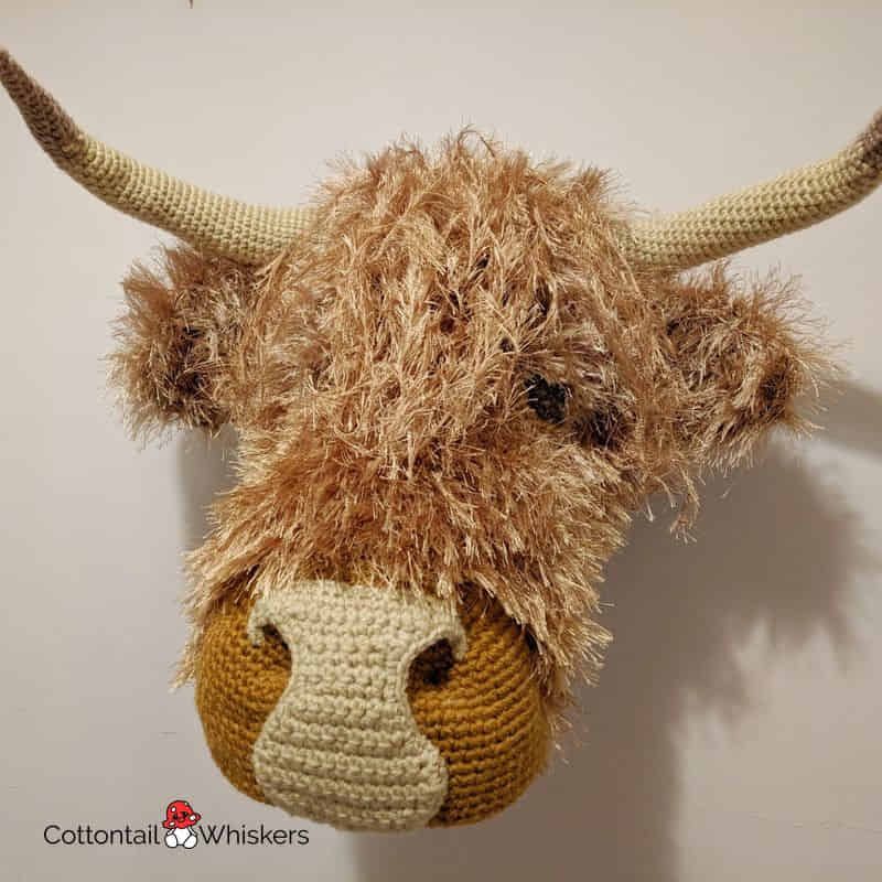 BIG Amigurumi Highland Cow Crochet Head Pattern Cottontail Whiskers