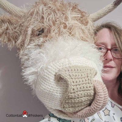 BIG Amigurumi Highland Cow Crochet Head Pattern - Cottontail & Whiskers