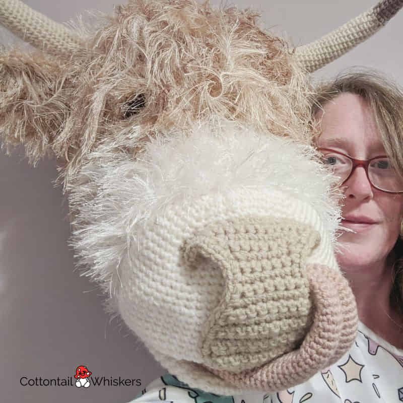 BIG Amigurumi Highland Cow Crochet Head Pattern Cottontail & Whiskers