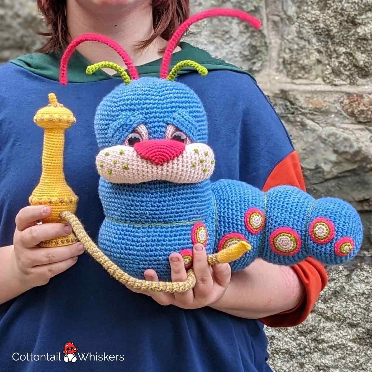 Big Bubbly Hooka Blue Crochet Caterpillar Pattern Cottontail & Whiskers