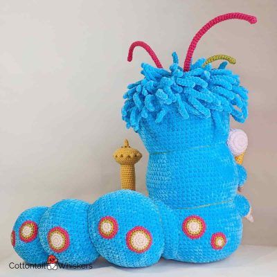 Amigurumi hookah blue crochet caterpillar pattern by cottontail and whiskers