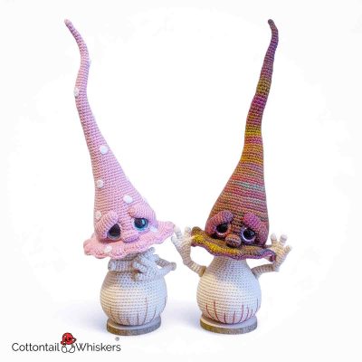 Amigurumi Medium Pointy Mushroom Crochet Pattern Toadstool - Blanche Couple by Cottontail and Whiskers
