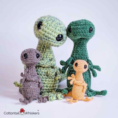 Amigurumi Newt Crochet Pattern Dolls Family by Cottontail and Whiskers