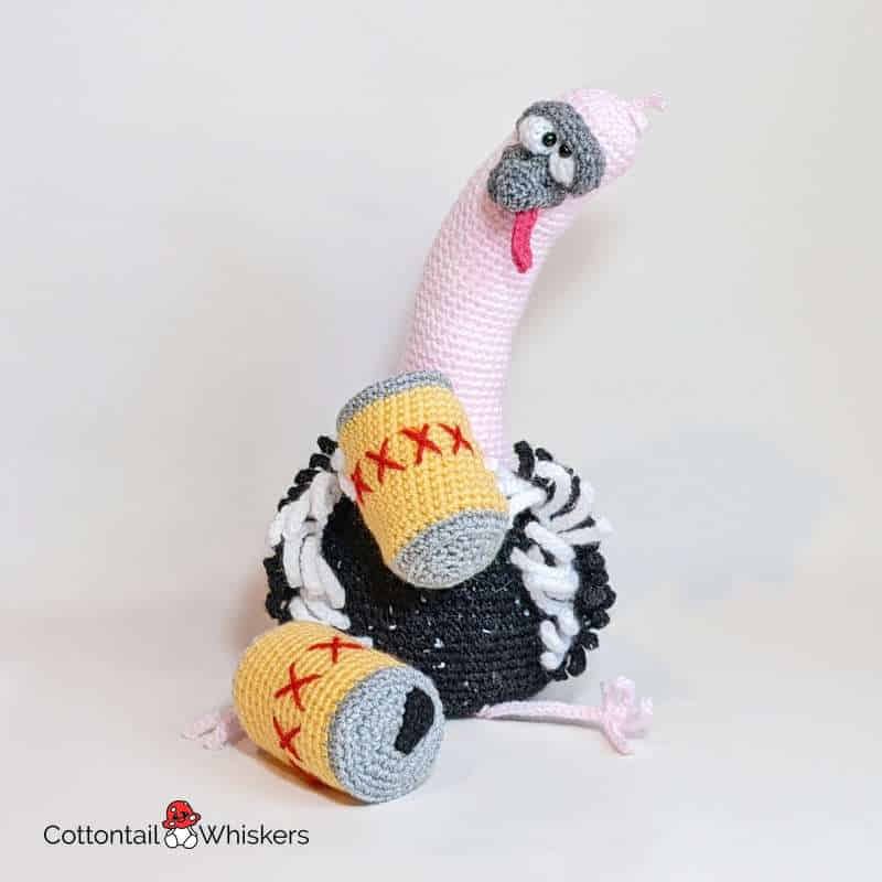 Amigurumi ostrich crochet pattern noodles doll by cottontail and whiskers