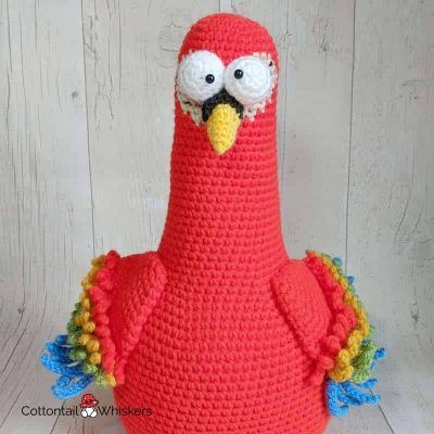Amigurumi parrot door stop crochet pattern by cottontail and whiskers