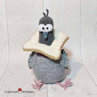 Amigurumi peewee inbread crochet pigeon pattern by cottontail and whiskers