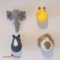 Amigurumi Safari Animal Head Crochet Patterns BUNDLE by Cottontail and Whiskers