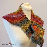 Amigurumi scaled dragon shawl crochet pattern by cottontail and whiskers