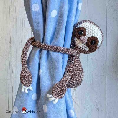 2 Quick Slow Amigurumi Sloth Tie Backs Crochet Pattern | Cottontail &  Whiskers