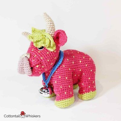 Amigurumi strawberry crochet cow pattern by cottontail and whiskers