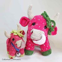 Amigurumi Strawberry Crochet Cow Pattern by Cottontail and Whiskers