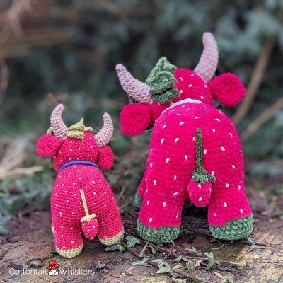 Amigurumi strawberry crochet cow tails by cottontail and whiskers