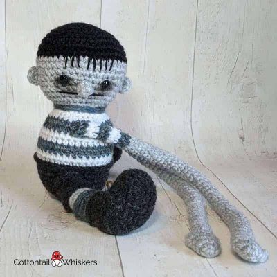 Amigurumi tie backs pugsley addams crochet pattern by cottontail and whiskers