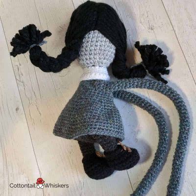 Amigurumi tie backs wednesday addams crochet pattern by cottontail and whiskers