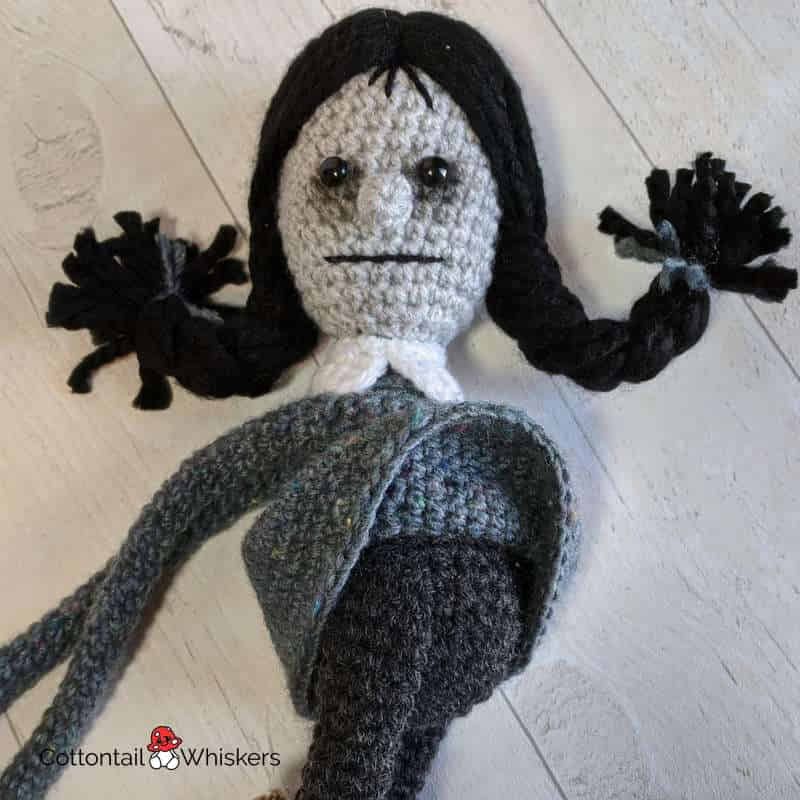 Horror Tie Backs Wednesday Addams Crochet Pattern - Cottontail & Whiskers