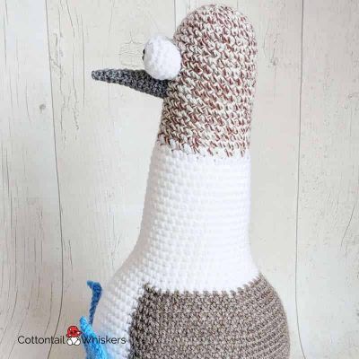 Bert the amigurumi crochet bird booby door stop pattern by cottontail and whiskers