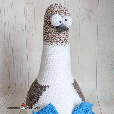 Bert the amigurumi crochet bird booby door stop pattern by cottontail and whiskers