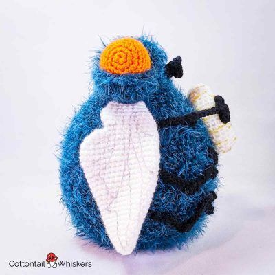 Blow fly crochet doorstop pattern with amigurumi baby bluebottle maggot by cottontail and whiskers